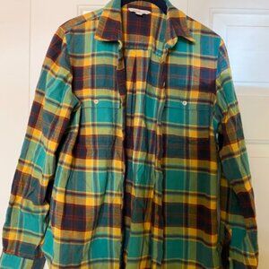 L.L. Bean Signature Plaid Shirt Men’s Small Green Red Cotton
